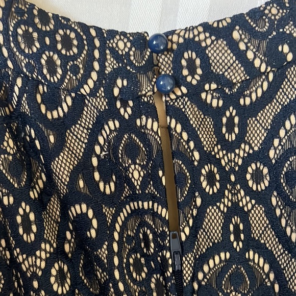 Speechless Kids | Size 16 Navy & Tan, Mesh & Pearl Elegant Formal Dress w Train - Picture 7 of 13